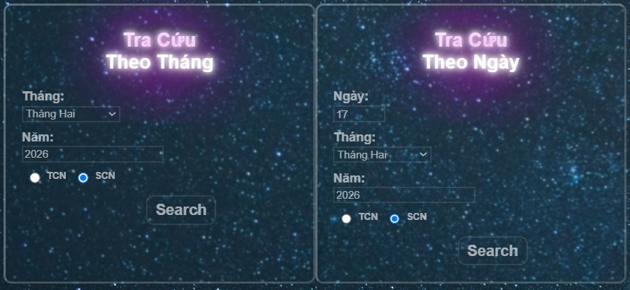 Cách sử dụng bảng lựa chọn - Hướng dẫn sử dụng Lịch Ta
