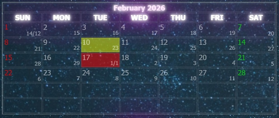 How to use the month calendar interface - Lunisolar Calendar User Guide