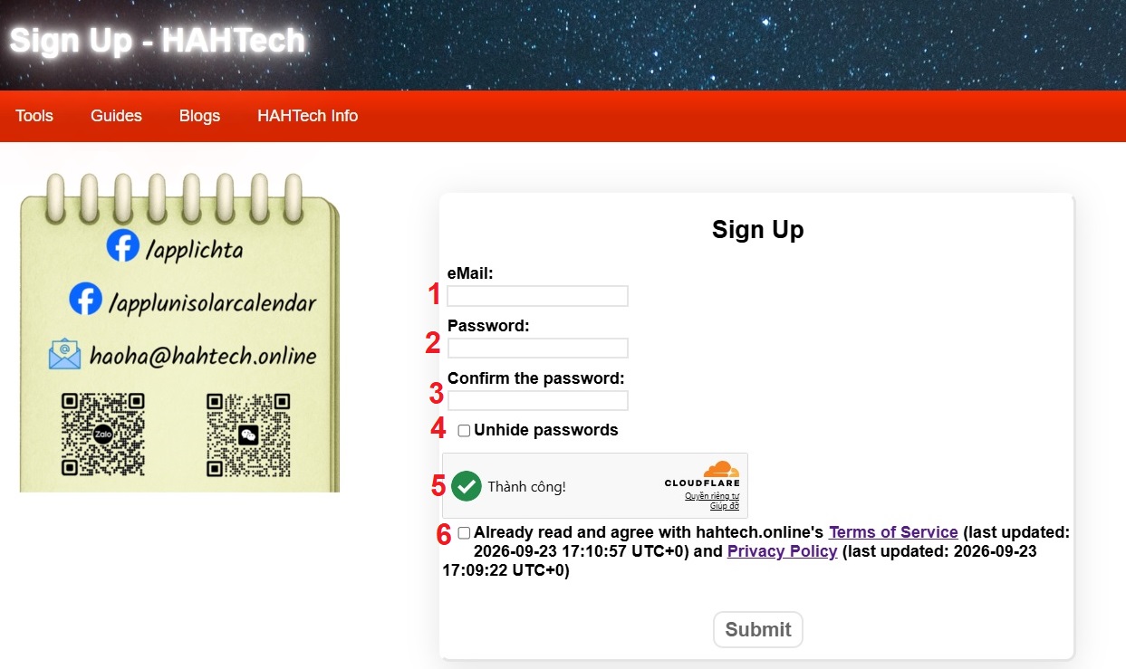 How to sign up - HAHTech User Guide