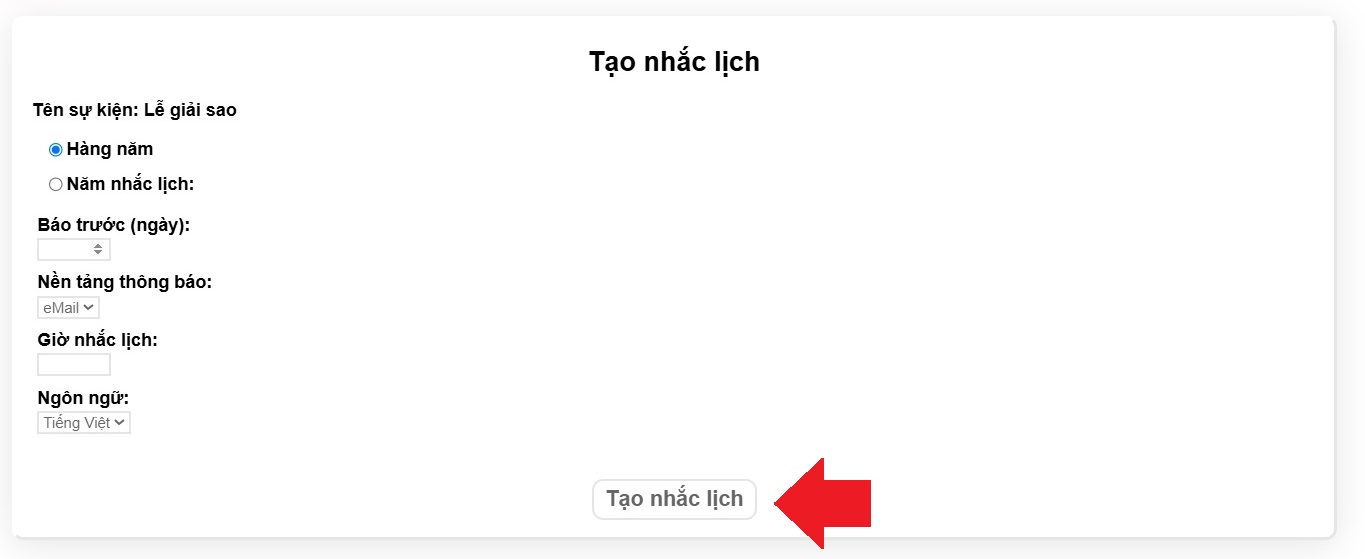 Cách tạo nhắc lịch - Hướng dẫn sử dụng Lịch Ta