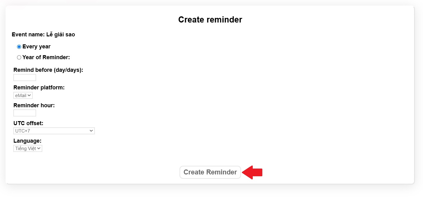 How to create reminders - Lunisolar Calendar User Guide